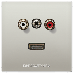 JUNG LS 990 Edelstahl 2x Cinch Audio (RCA) / Stereo Jack (TRS 3.5 mm) / HDMI