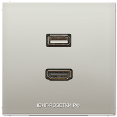JUNG LS990 Edelstahl  Розетка HDMI+USB